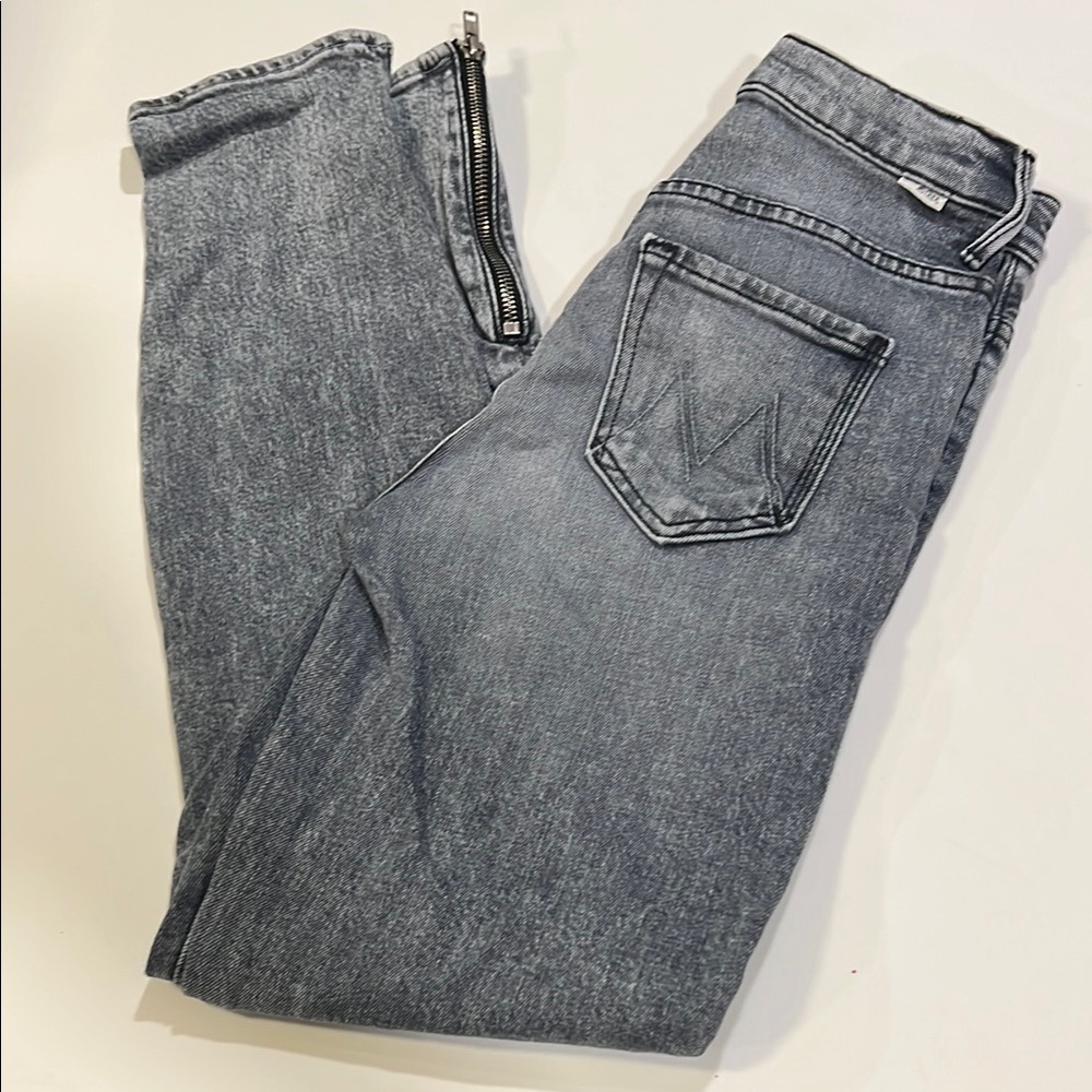 Mother - 24, Gray Denim Jeans, “Swooner” Ankle Zip